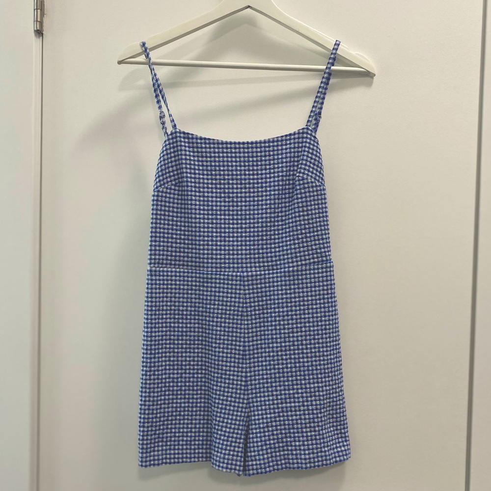 Urban outfitters blue plaid jumpsuit / romper